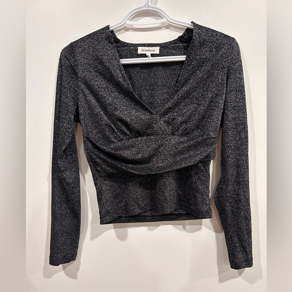 Heartloom Shimmering Black Long Sleeve Top